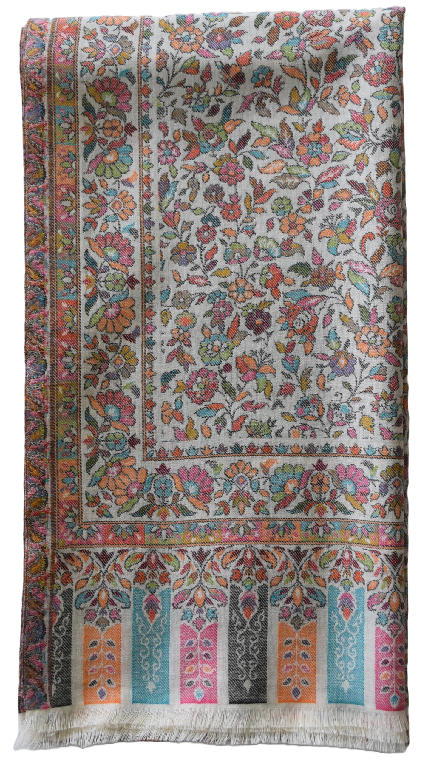 Pashmina Shawl Off-White Base Flower