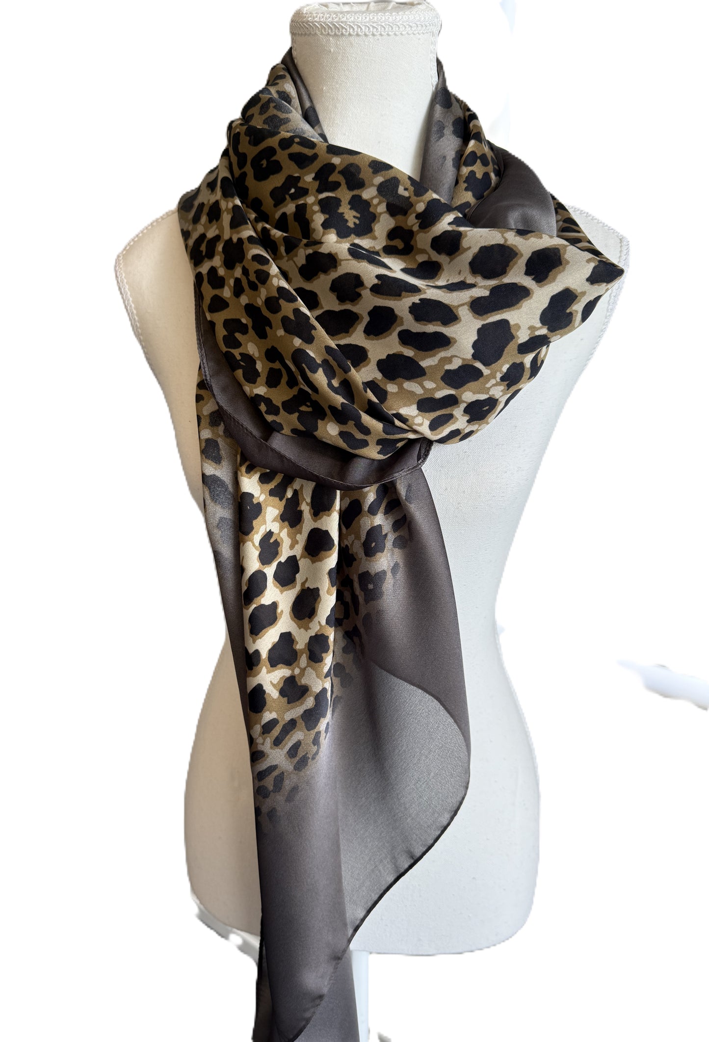 Women’s pashmina scarf,Silk scarf, silk leopard print scarf NZ, silk blend fashion scarf, leopard scarf for layering, women's scarf New Zealand