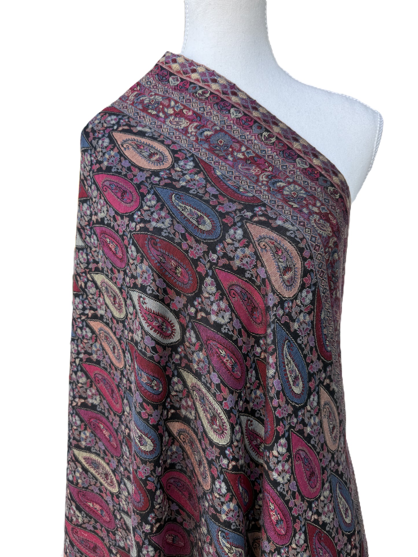 Women’s Kani Pashmina Shawl – Black Base with Multicolour Paisley, winter shawls NZ,pashmina scarf NZ,pashmina shawl NZ,buy pashmina stole New Zealand,authentic pashmina shawls online,pure pashmina scarves NZ,Kashmir shawls NZ,pashmina wool wrap NZ