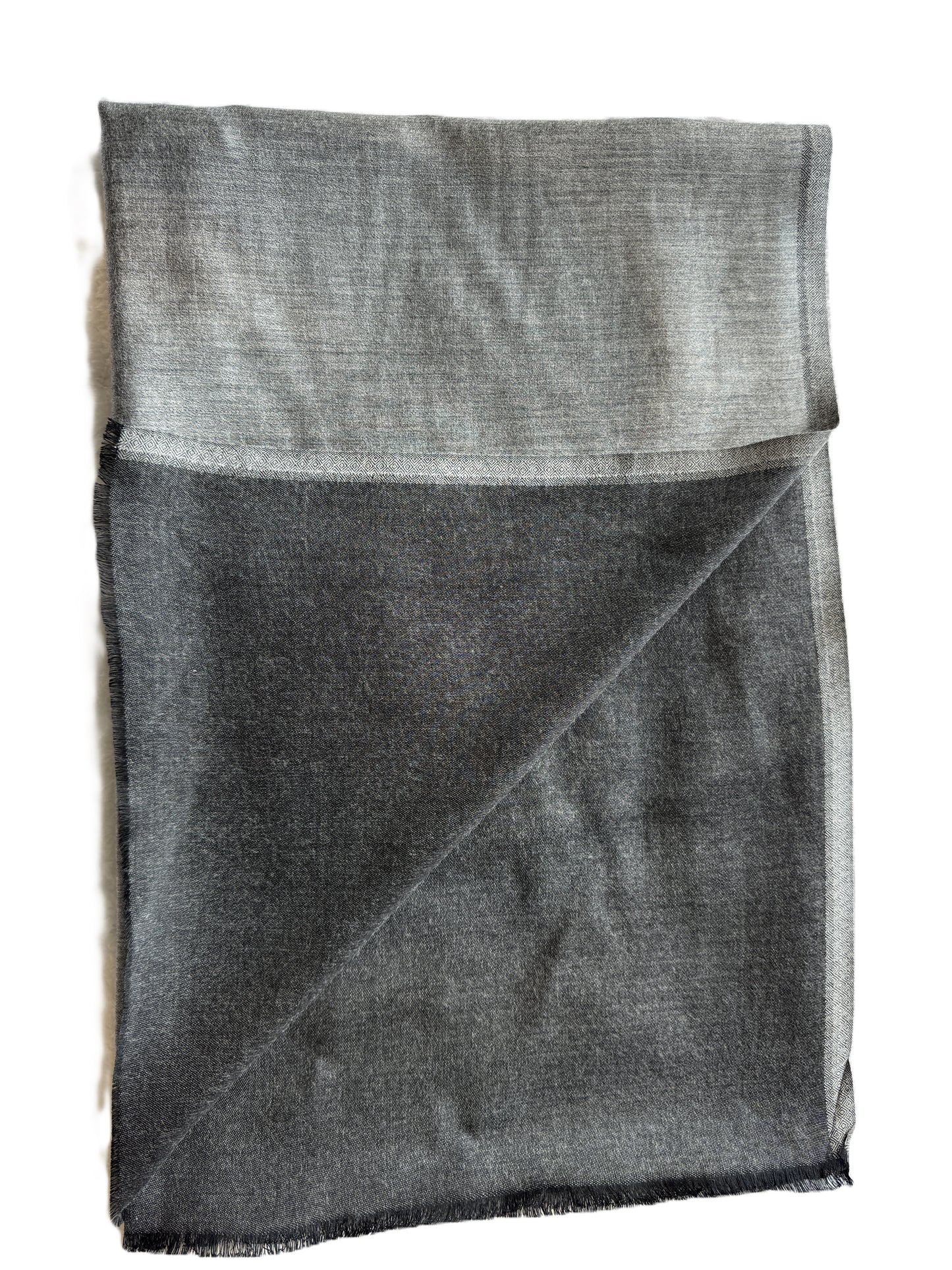 Two-tone grey and black scarf in soft pashmina blend, reversible design, scaves in nz, pashmina nz ,Women’s scarf, scarves nz, scarfs nz, men  scarves, men scarf nz