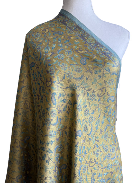 Mustard yellow Kani Pashmina Shawl,winter shawls NZ,pashmina scarf NZ,pashmina shawl NZ,buy pashmina stole New Zealand,authentic pashmina shawls online,pure pashmina scarves NZ, Kashmir shawls NZ