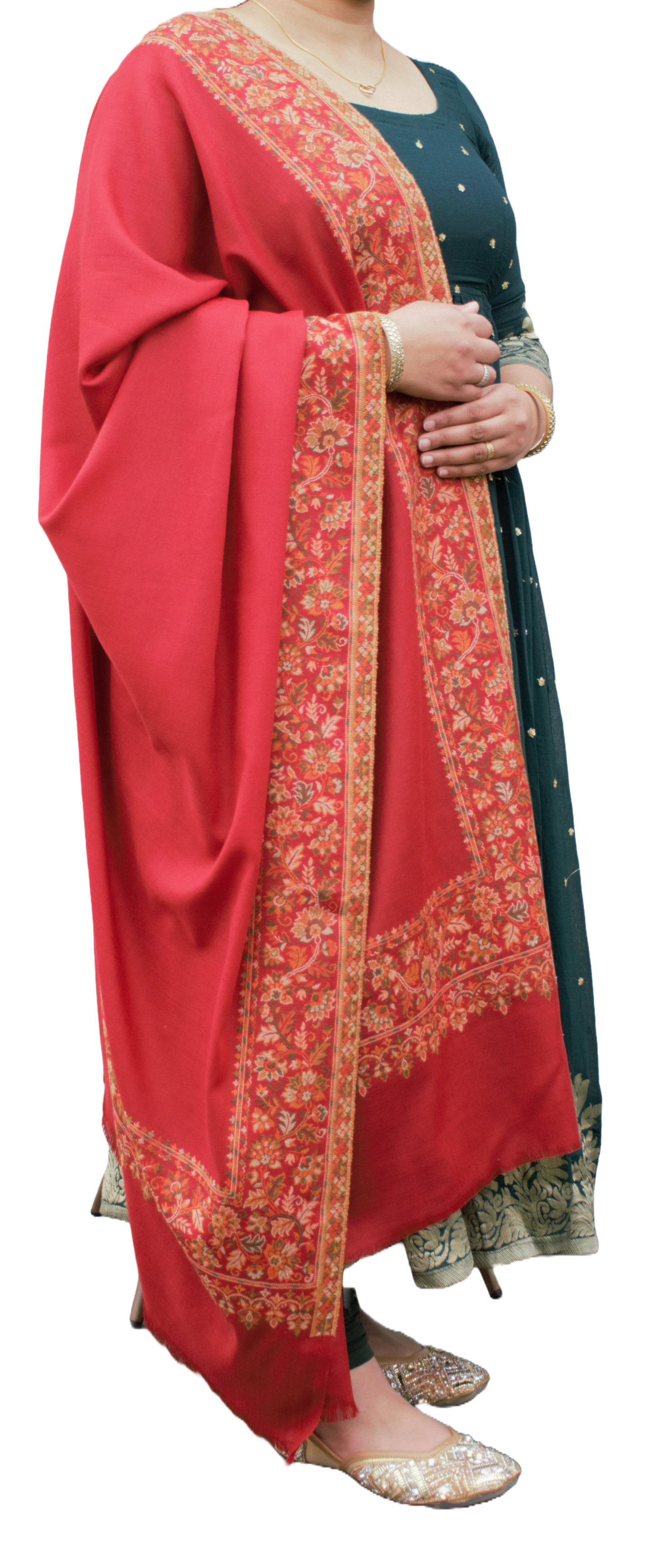 Red Border Embroided Shawl, Buy Pashmina shawls in nz, Pure Cashmere, Indian Shawl 