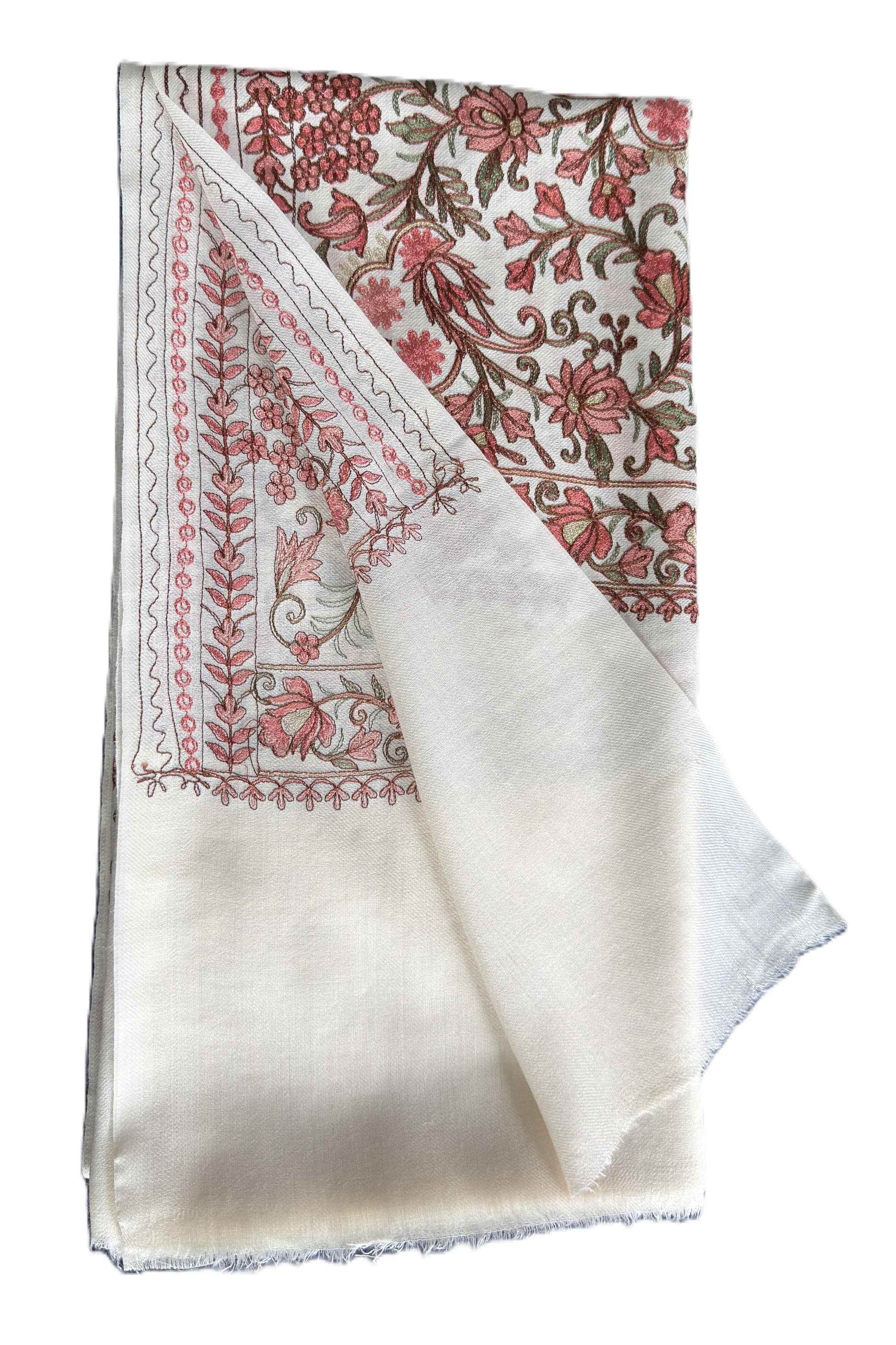 Luxury beige shawl intricate embroidery premium pashmina NZ