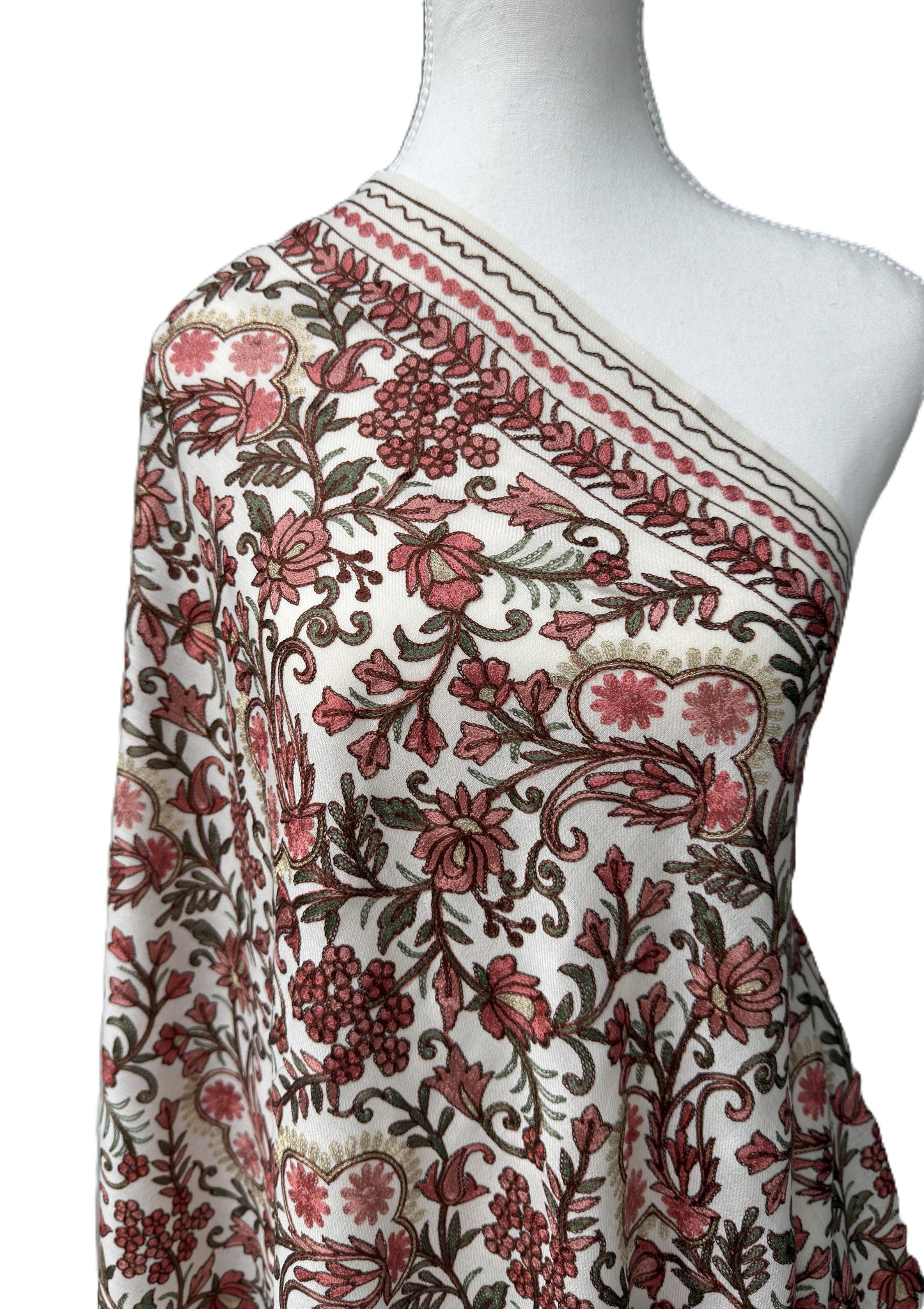 Kashmiri embroidered shawl full body floral pattern soft warm wrap