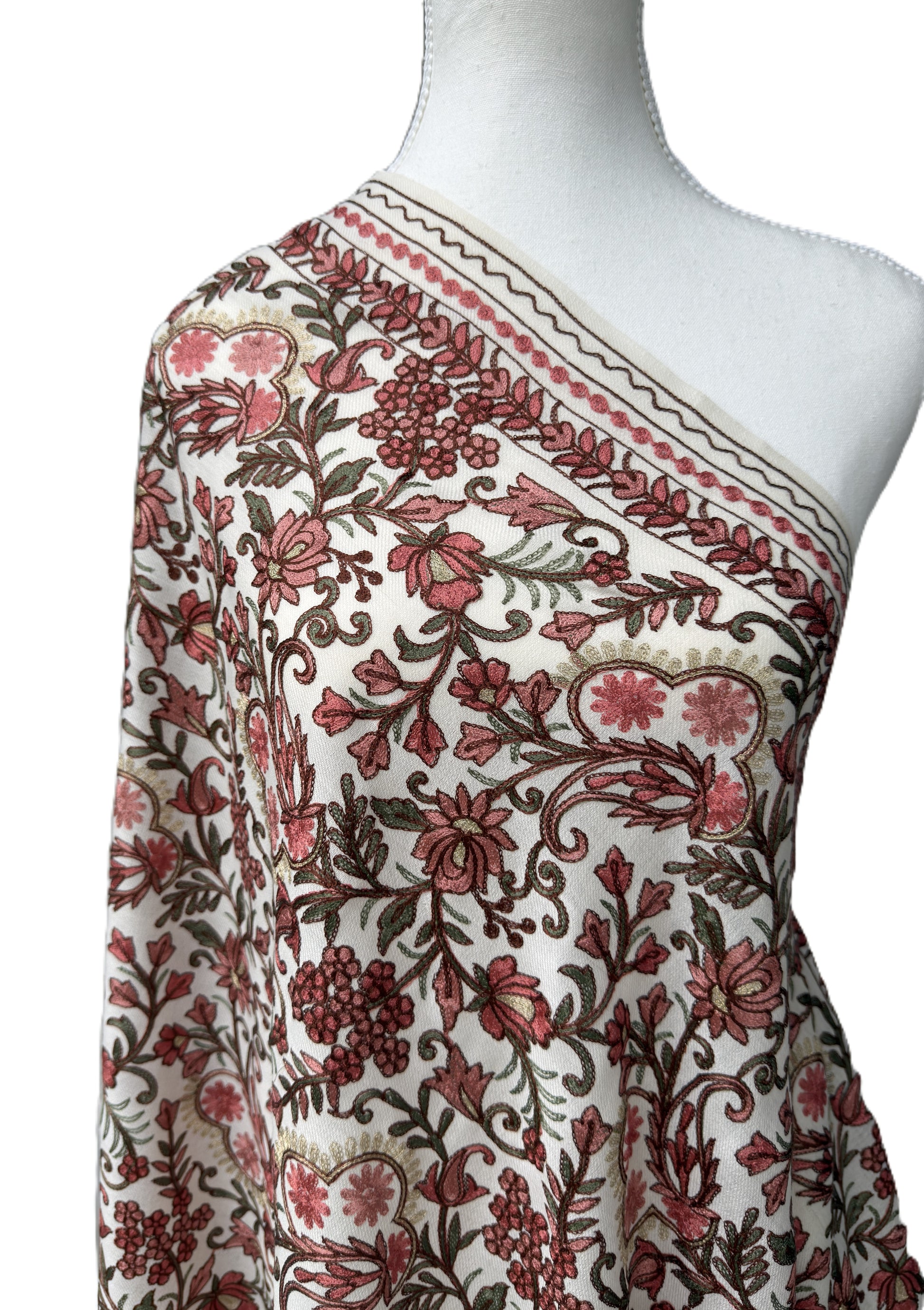 Kashmiri embroidered shawl full body floral pattern soft warm wrap