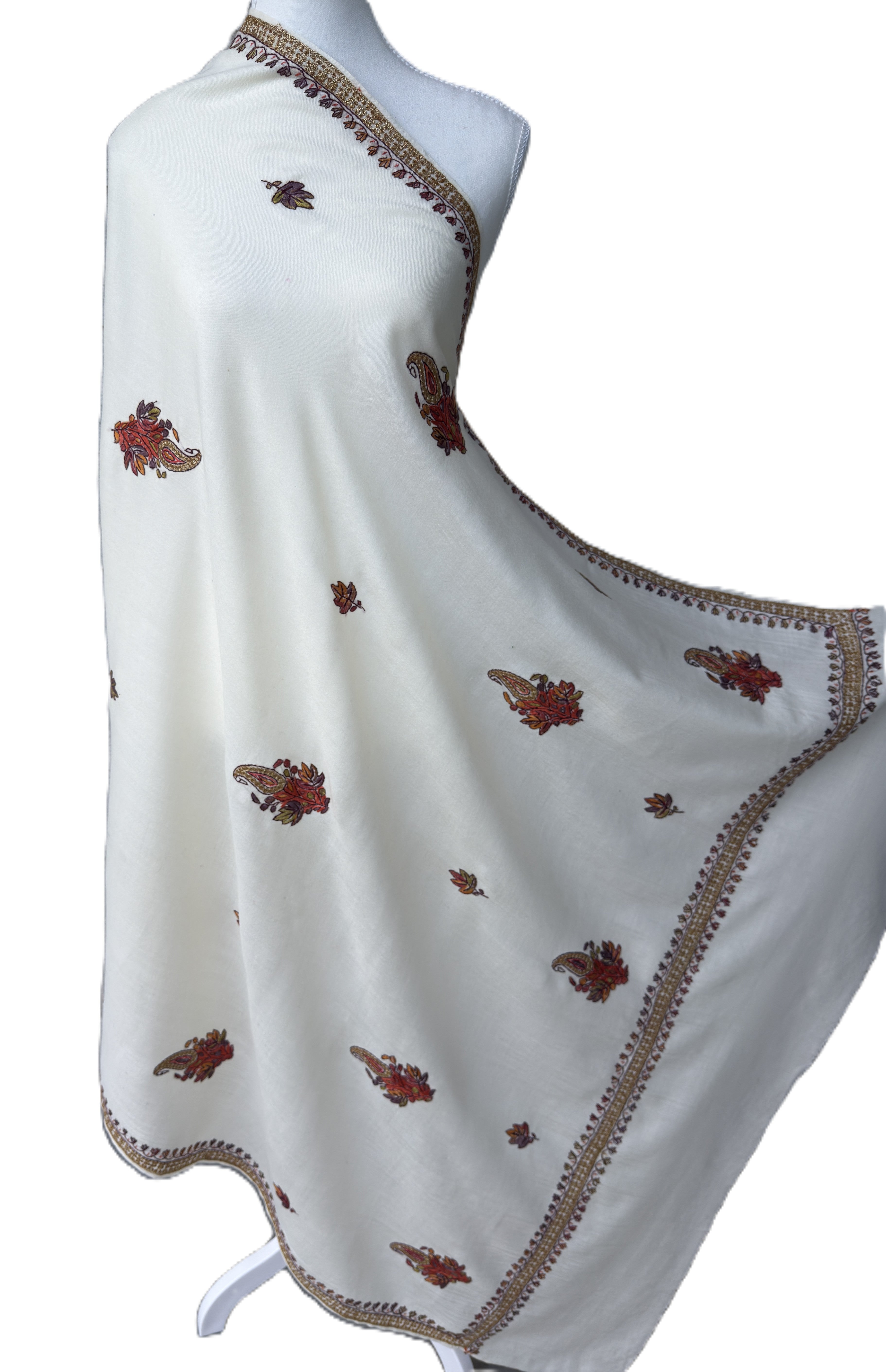 pashmina shawl, kashmiri shawl, sozni embroidery, handmade shawl, luxury shawl, ivory shawl, embroidered shawl, winter shawl, lightweight shawl, fine wool shawl, premium shawl NZ, womens shawl, elegant shawl, designer shawl, authentic pashmina, nzshawls, gift shawl, bridal shawl, traditional shawl, soft wool shawl