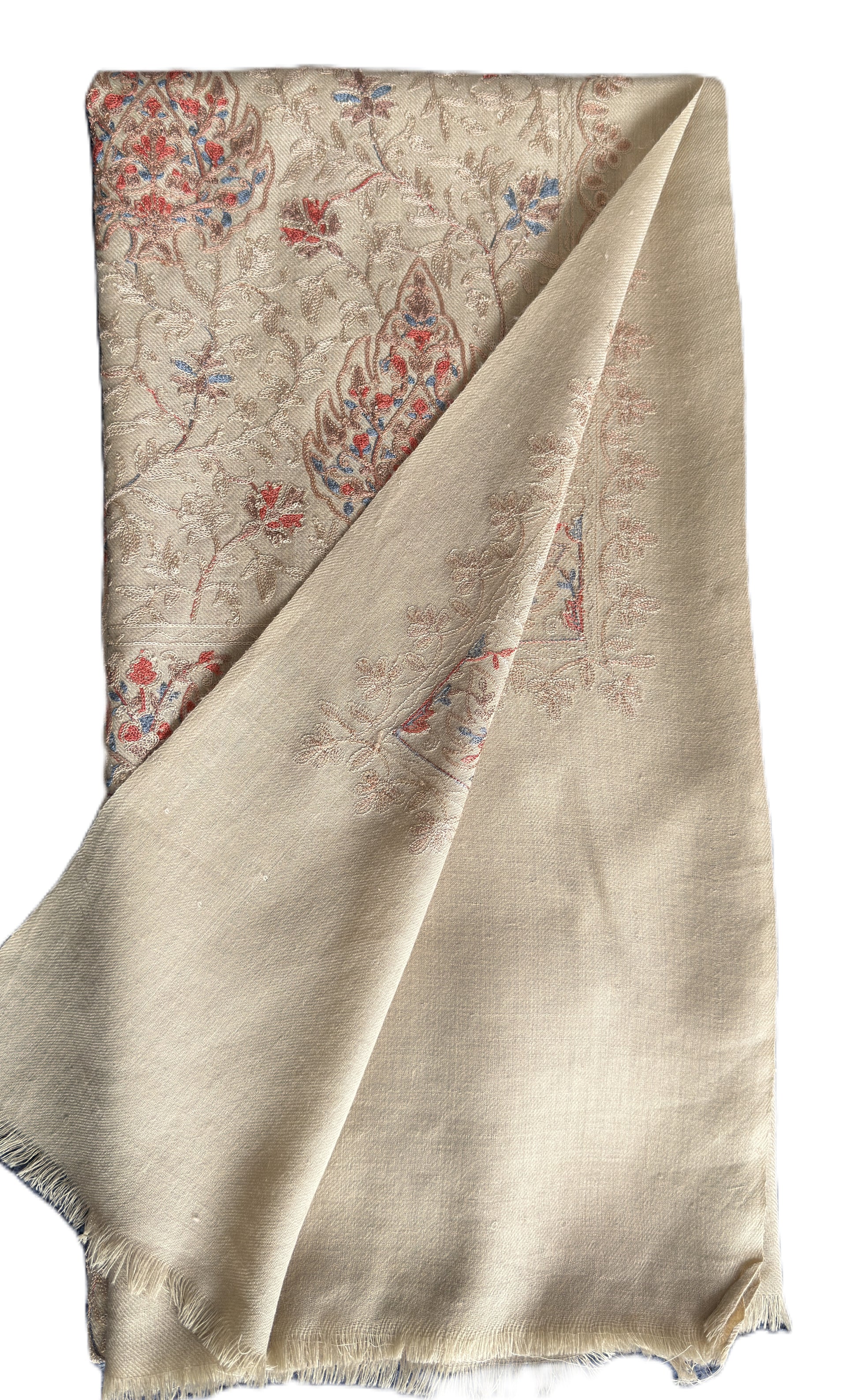 Kashmiri light embroidery shawl elegant minimal design