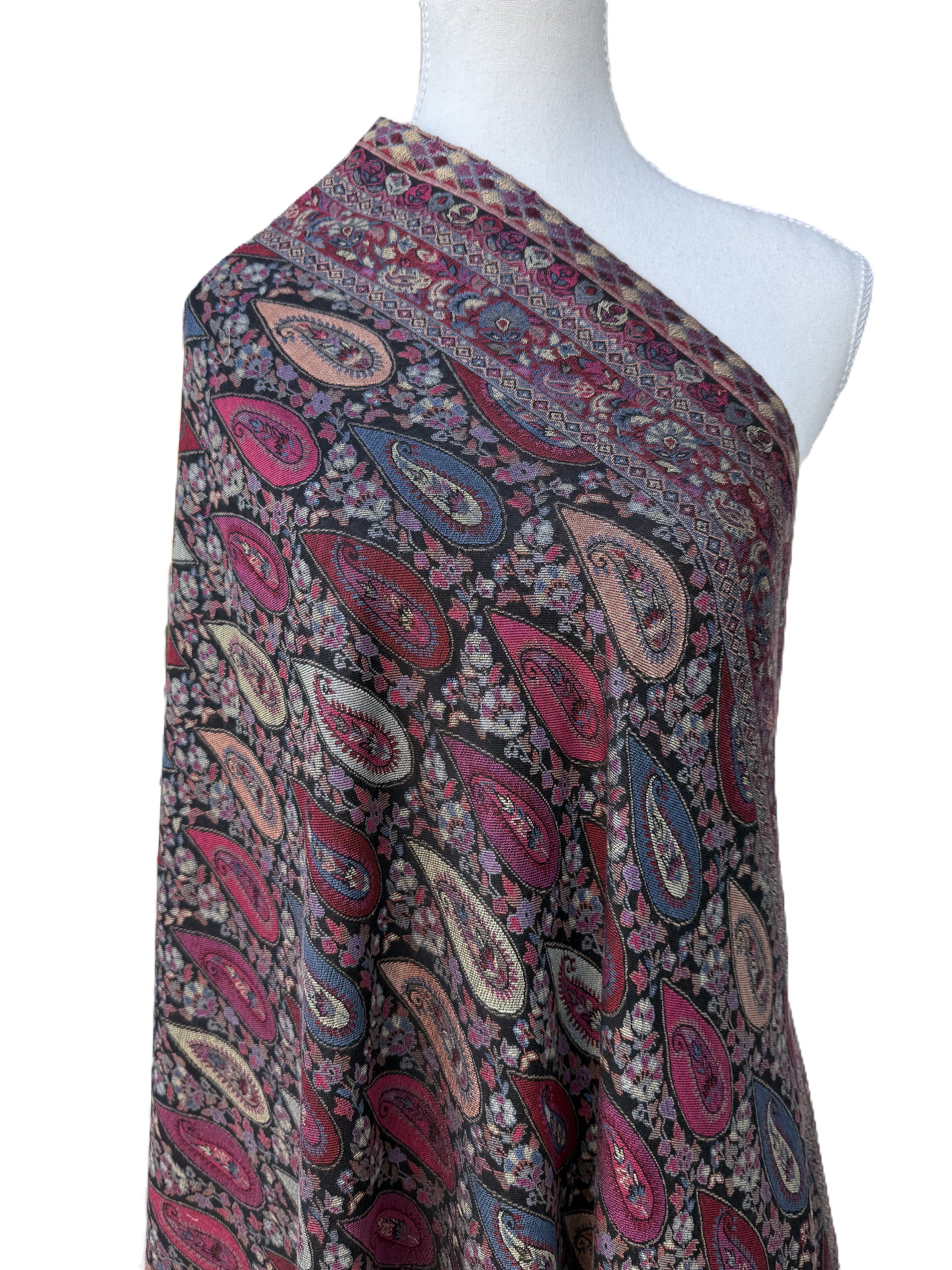 Women’s Kani Pashmina Shawl – Black Base with Multicolour Paisley, winter shawls NZ,pashmina scarf NZ,pashmina shawl NZ,buy pashmina stole New Zealand,authentic pashmina shawls online,pure pashmina scarves NZ,Kashmir shawls NZ,pashmina wool wrap NZ
